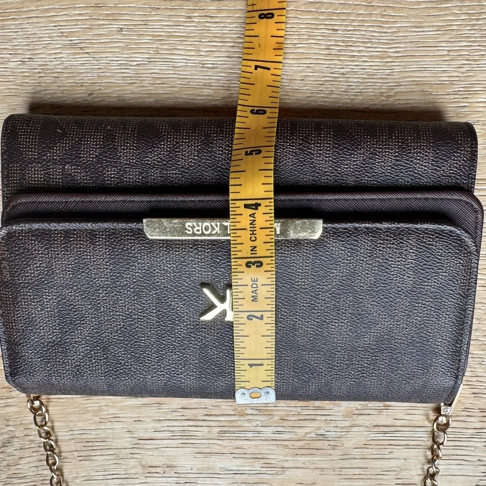 MK Michael Kors log signature Brown Crossbody Bag wallet on chain price firm!